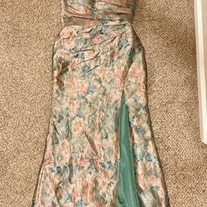 Azazie Strapless Floral Dress in Pastel Hues